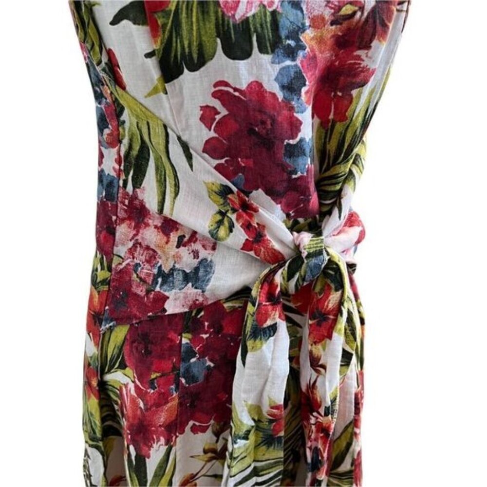 PIAZZA DEL TEMPIO 100% linen knot front midi dress (L) - Picture 15 of 15